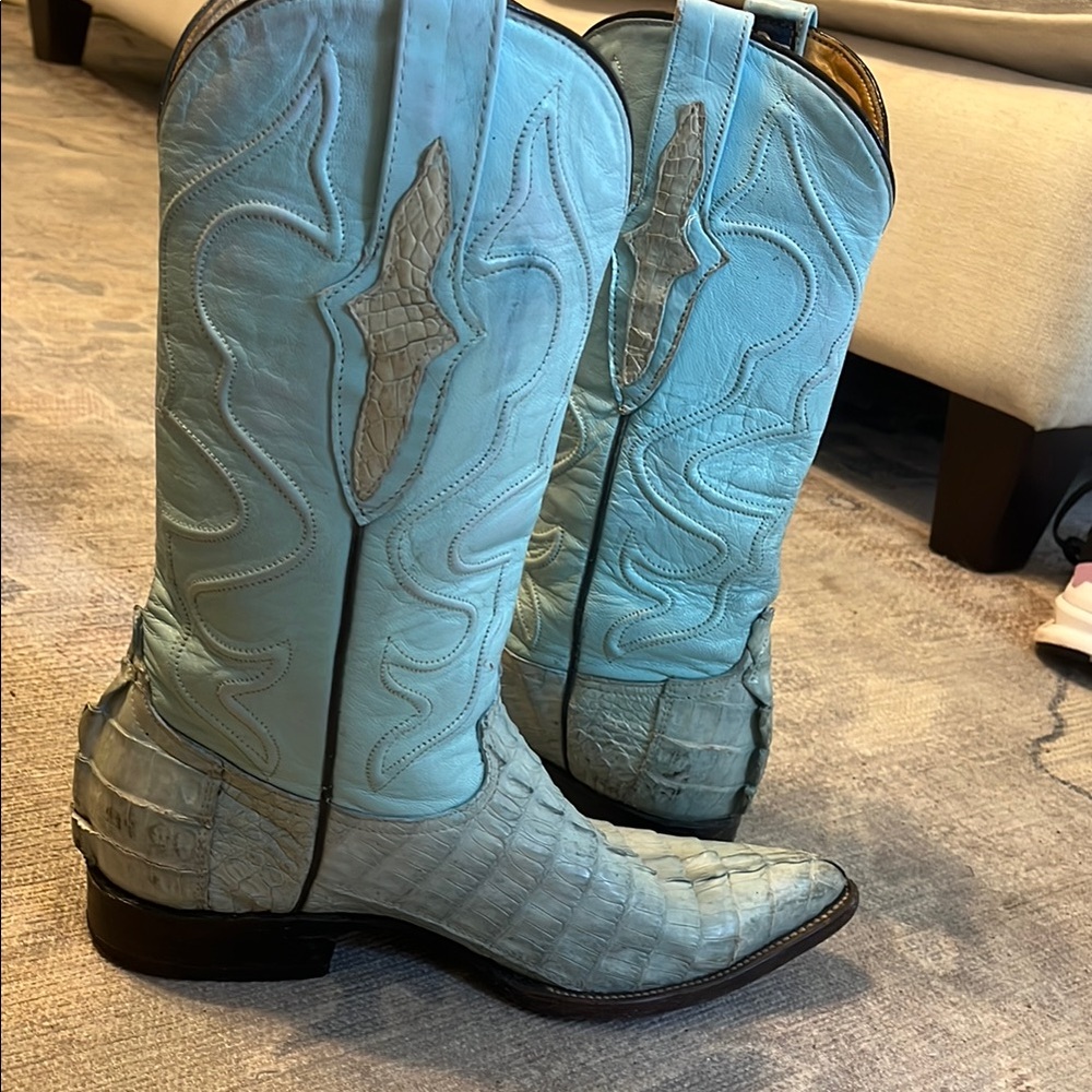 Wild West Aqua Caiman Crocodile Cowboy Boots - Picture 9 of 10